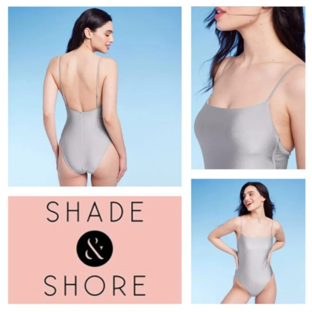 NEW! Shade & Shore Women's Square Neck High Leg Cheeky One Piece Swimsuit (XS) - Picture 9 of 9